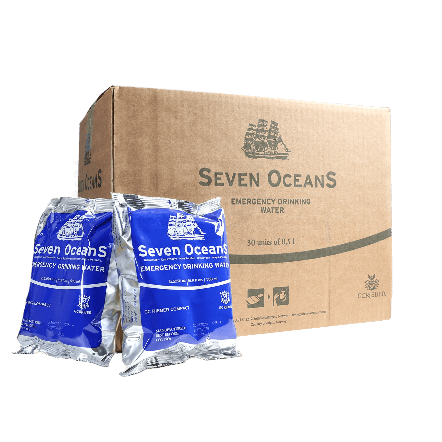 Seven Oceans drinkwater rantsoen 30x500ml (15L) - Goedvoorbereid.nl